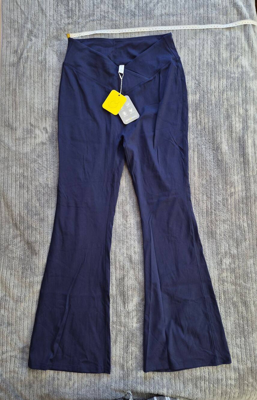 Lemonsky Women's V-Cross High Waisted Leggings Navy Blue Size L NWT Yoga Pants